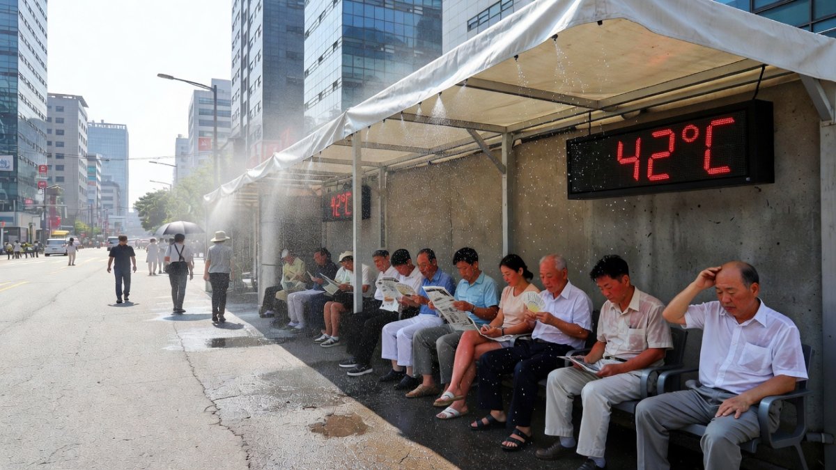 Public cooling shelters and mist-spray zones deployed across South Korean cities during the August 2026 heat wave