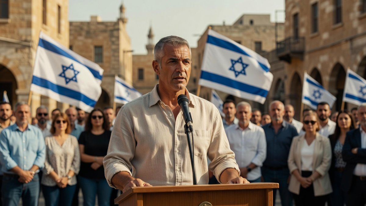 Gadi Eisenkot, former Israeli military chief and leader of the Yashar party, at a campaign event