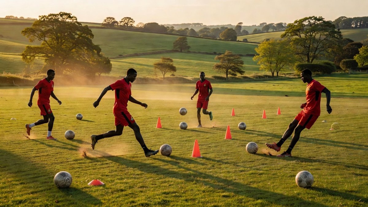 Samba Stars Academy players train during their two-and-a-half-month camp in England