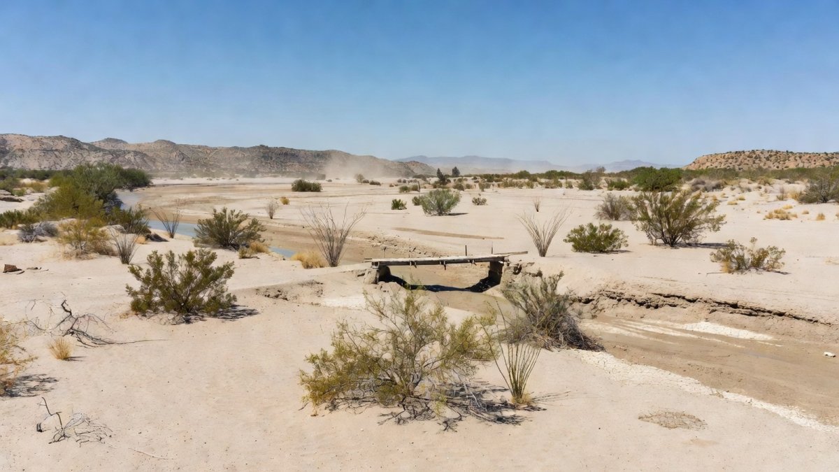 Dry bed of the Nazas River in the La Laguna region of northern Mexico, where searching mothers gather