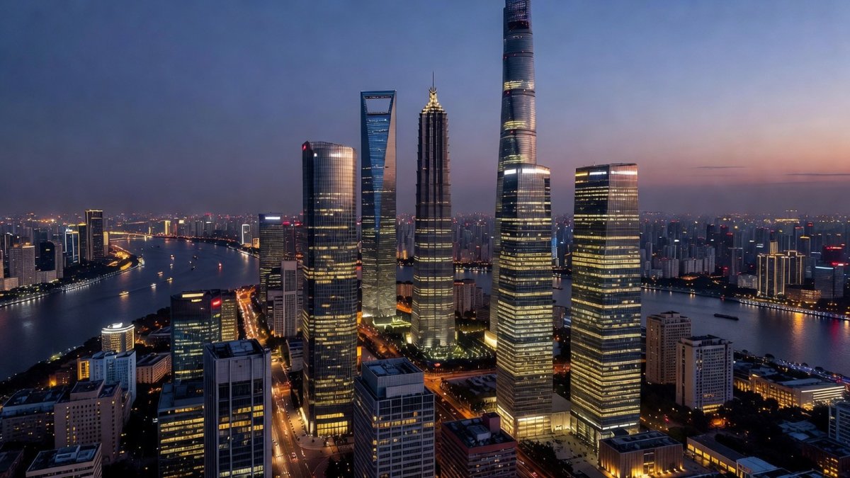Shanghai skyline at dusk, home of AI company MiniMax