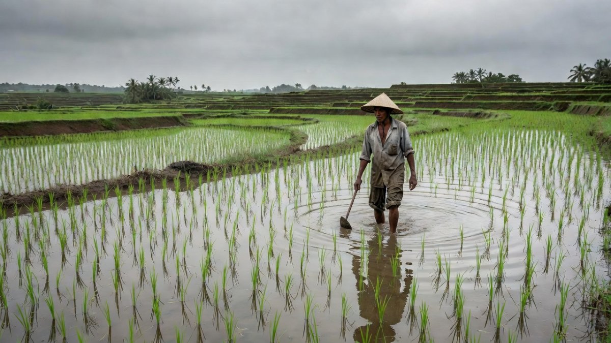 Flooded rice paddies in Pampanga, Philippines