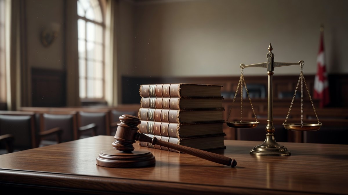Gavel and law books representing the Canadian justice system