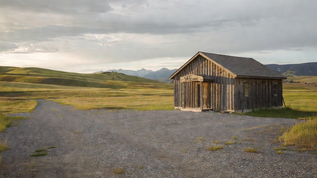 Exterior of Square Butte Hall, a volunteer-run community hall in the Alberta foothills