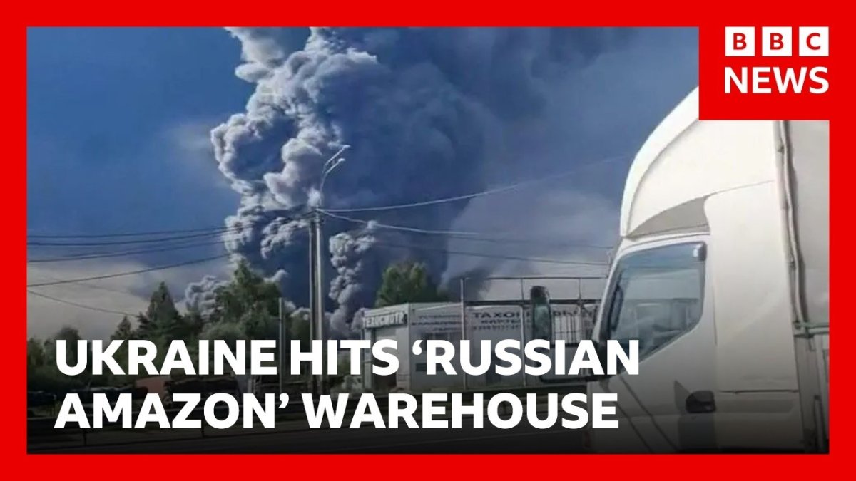 Smoke rises near a Wildberries warehouse in the Vladimir region after an apparent Ukrainian drone strike
