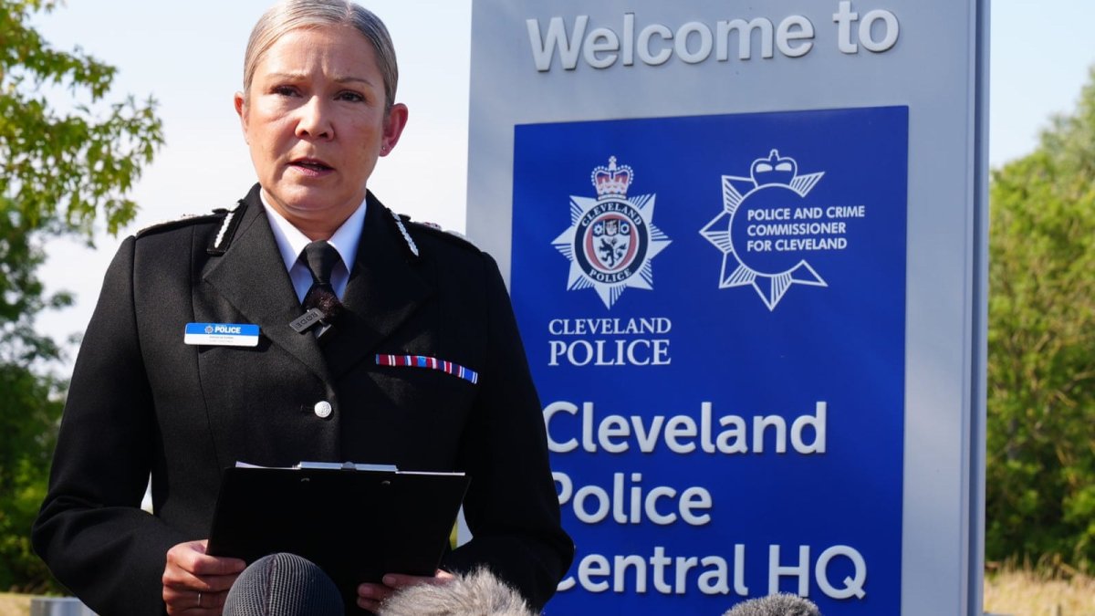 Cleveland Police Chief Constable Victoria Fuller speaks to reporters