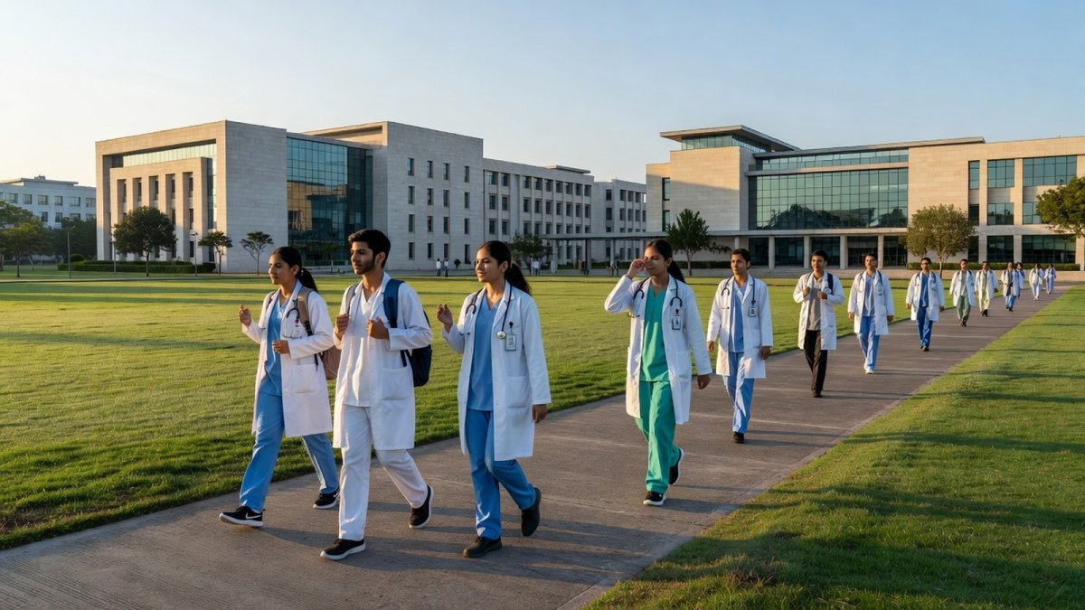 Indian medical college campus during NEET UG 2026 counselling