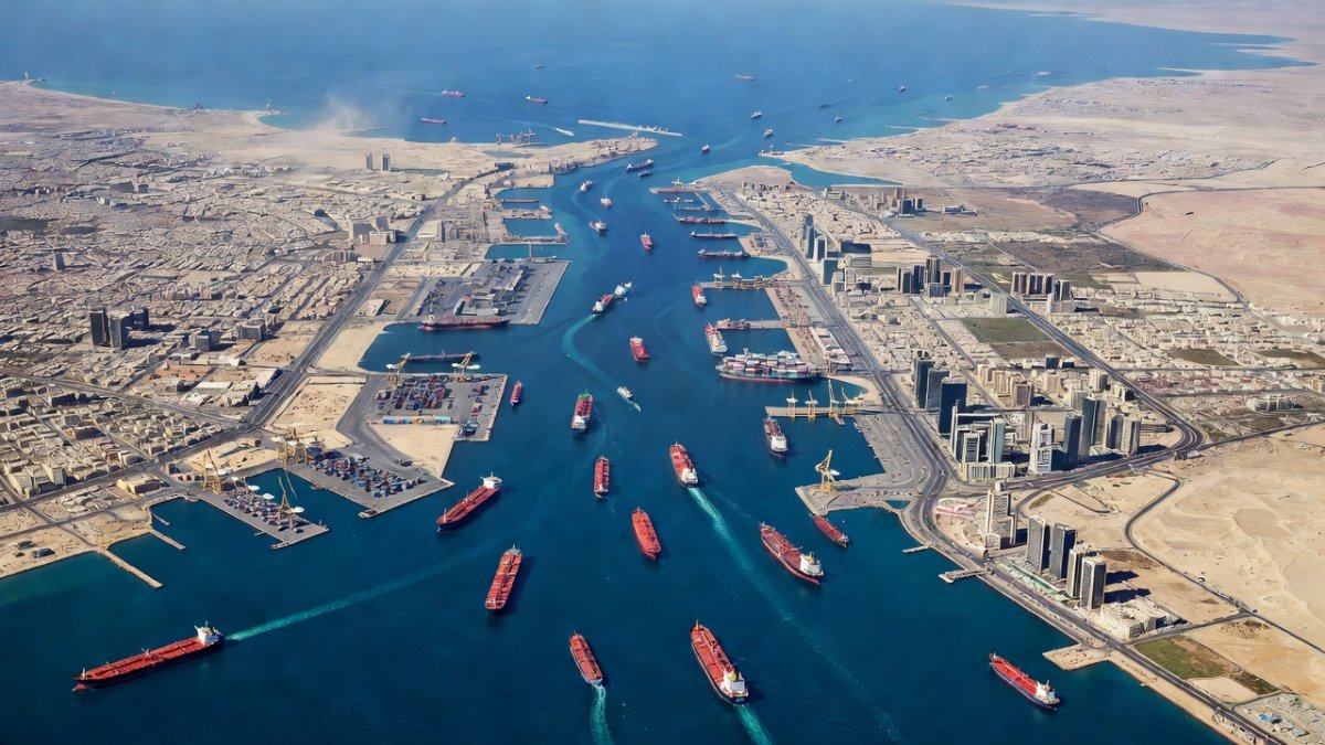 Map highlighting Strait of Hormuz and key Gulf energy routes
