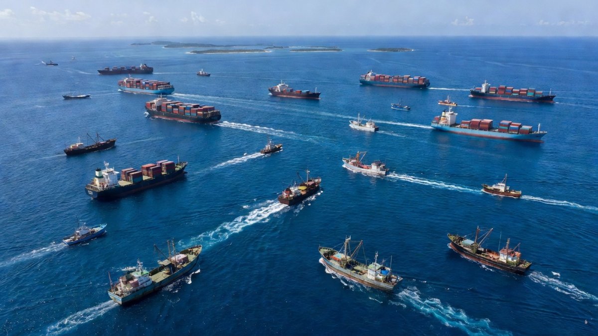 Vessels on Caribbean sea routes