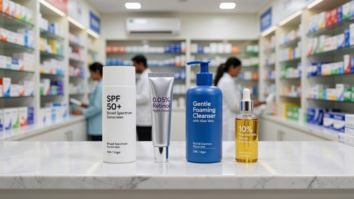 Skincare products and acne treatment options available in Indian pharmacies