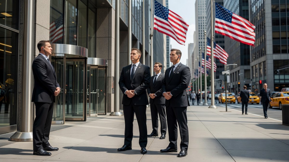 US Secret Service agents standing guard in New York City