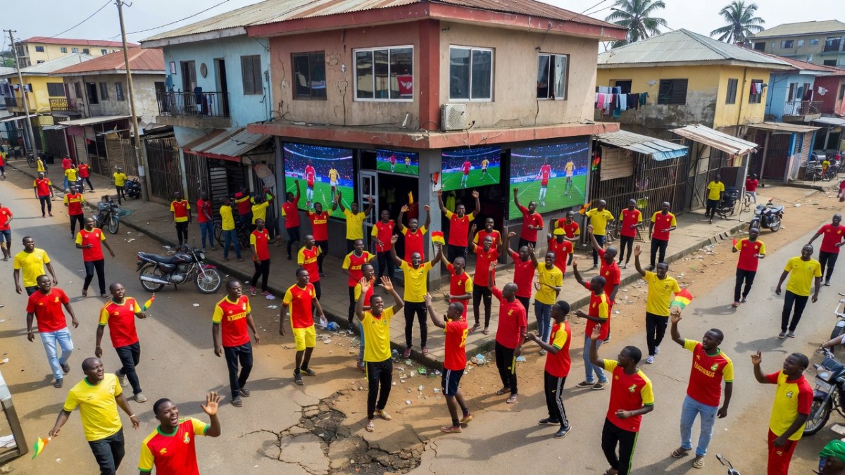 African football fans celebrate during the 2026 World Cup