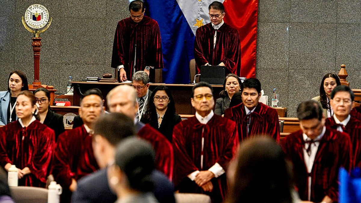 A robed bench sits in formal session ahead of the Philippines' chief justice succession. Photo: Taipei Times