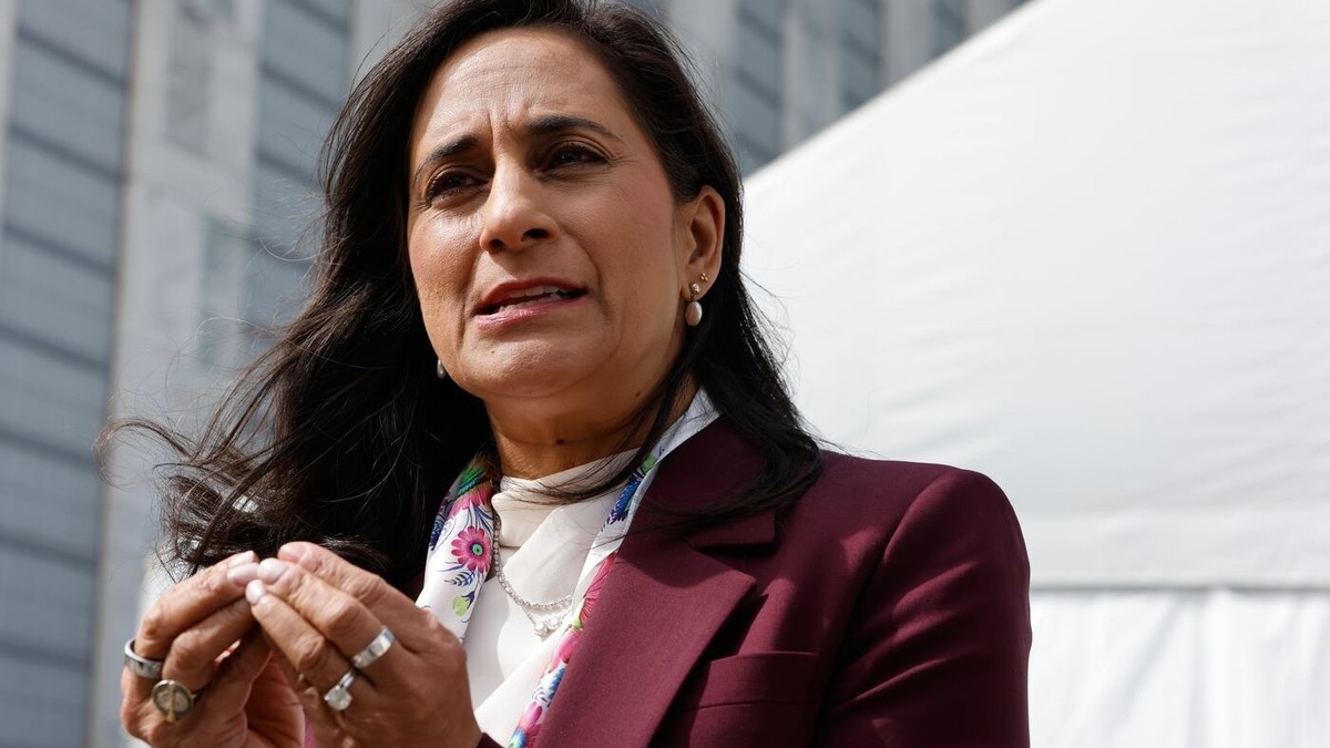 Canadian Foreign Affairs Minister Anita Anand speaks outside United Nations headquarters during the 81st UN General Assembly on 22 September 2026. Photo: Stefan Jeremiah/AP