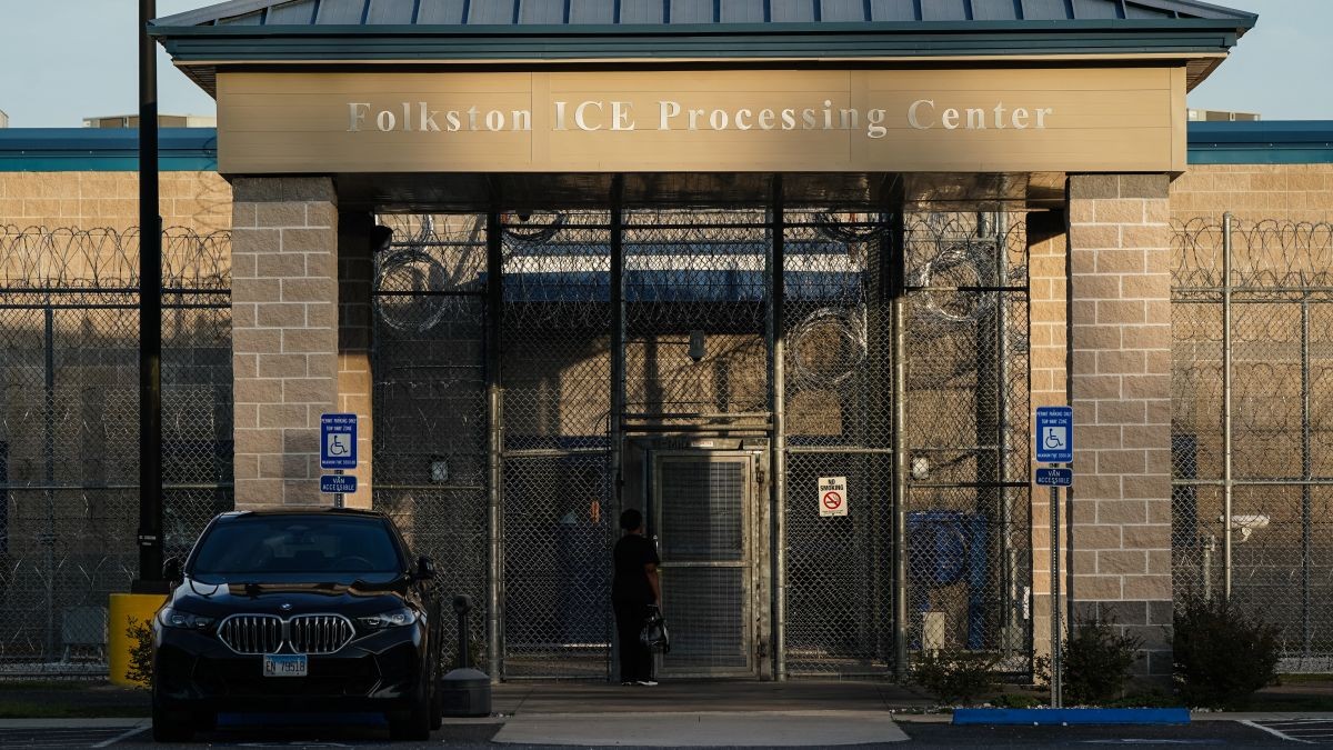 A woman enters the Folkston ICE Processing Center in Folkston, Georgia, on September 9, 2025. Workers detained in the Hyundai Metaplant raid were held at the facility. Photo: Elijah Nouvelage/AFP via Getty Images