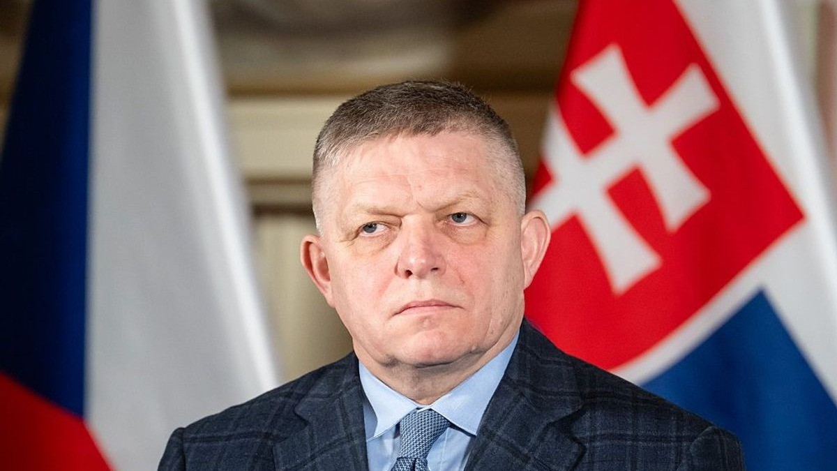 Slovak Prime Minister Robert Fico at a joint news conference in Studenka, Czechia. Photo: Milan Jaros/Bloomberg via Getty Images