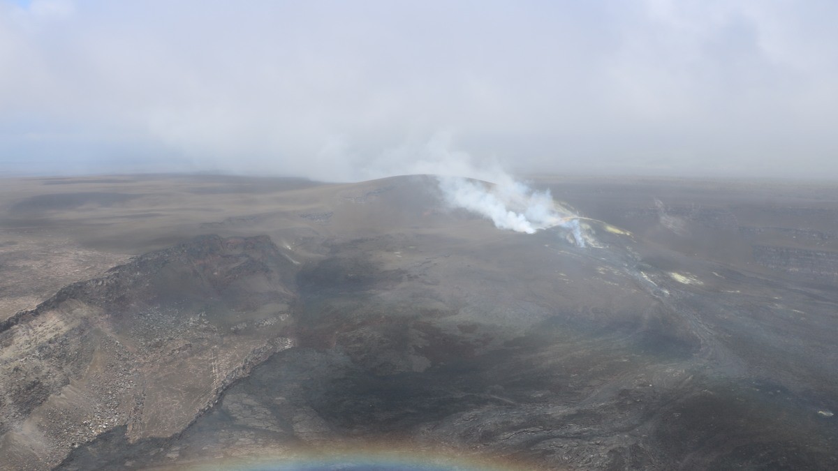 Aerial view of the vent and spatter cone complex inside Halema'uma'u crater at the summit of Kilauea, photographed on 24 June 2026. Photo: K. Mulliken/USGS