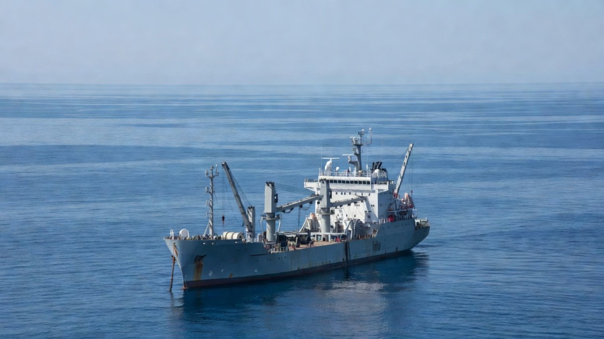A Chinese oceanographic survey vessel operating in open sea near the West Philippine Sea (Global 1 News illustration)