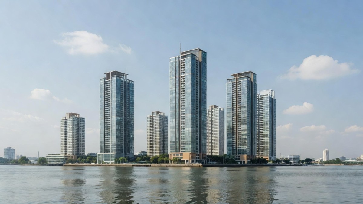 Residential condominium towers in Nonthaburi, Thailand, where the suspect was arrested