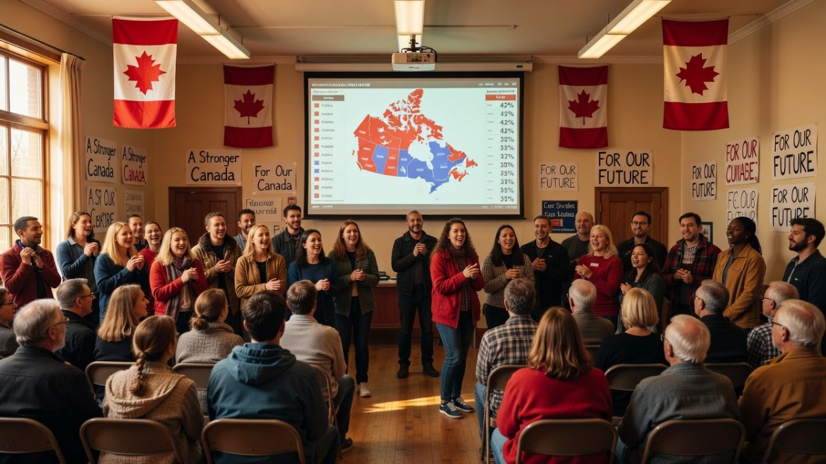 Supporters watch federal byelection results on election night