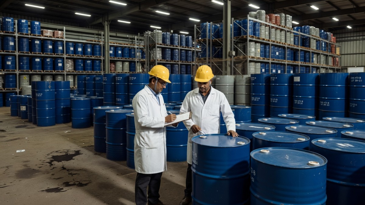 EAGLE Force and TG-SAFE inspectors audit chemical drums during the September 2026 precursor-control operation