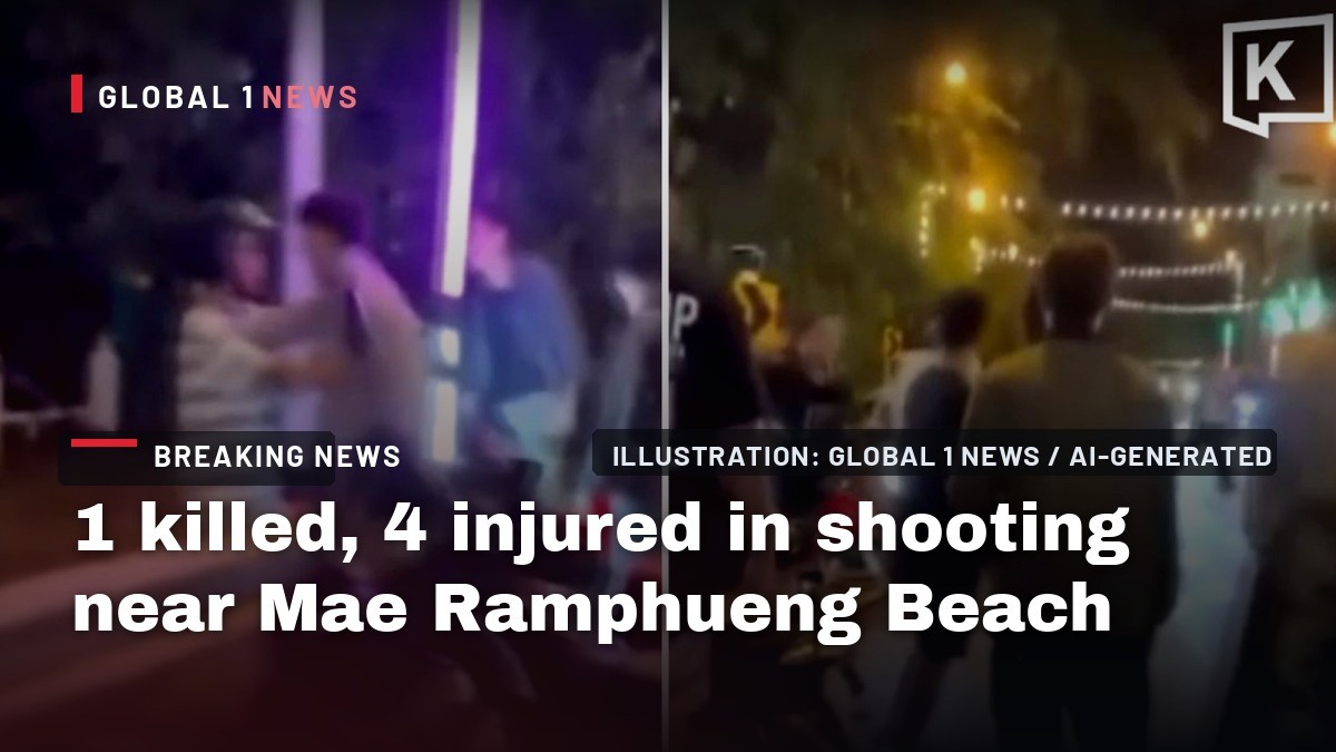 1 killed, 4 injured in shooting near Mae Ramphueng Beach