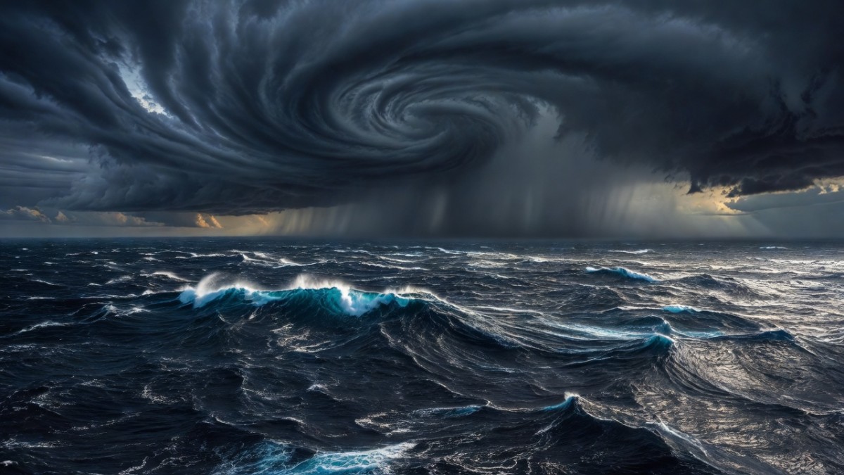 Satellite image of Hurricane Lowell churning in the Central Pacific