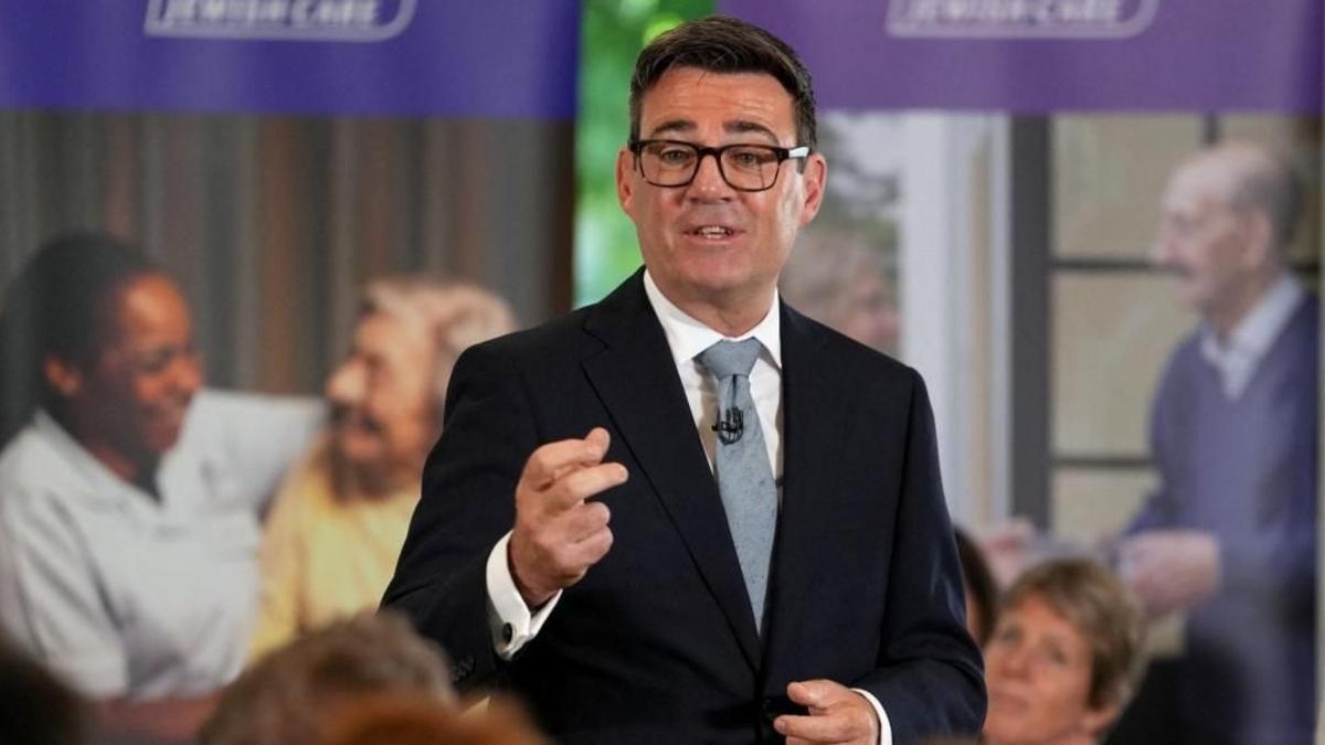 Prime Minister Andy Burnham speaks at a Jewish Care facility in North London before delivering his social care speech on 29 July 2026. Photo: Reuters via BBC News