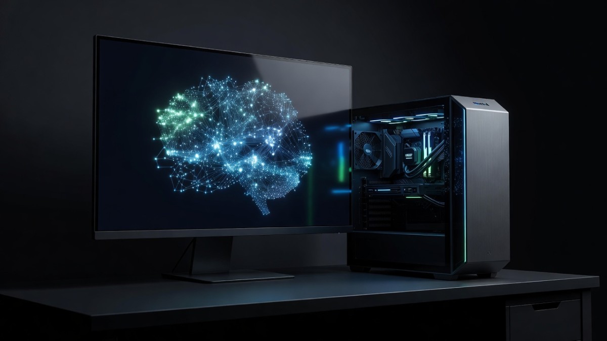 A modern workstation running open-weights AI models locally in 2026