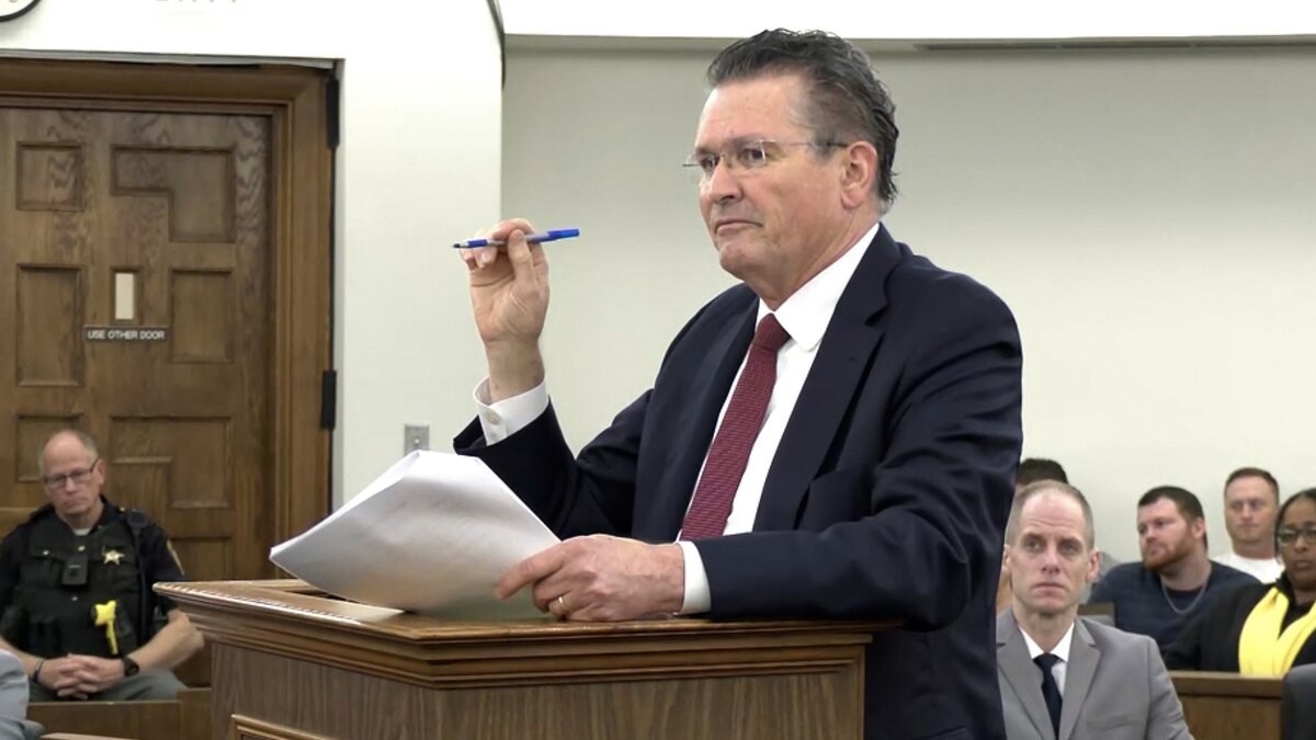 Courtroom scene during the Caleb Flynn murder trial in Miami County Common Pleas Court in Troy, Ohio. Photo: ABC News