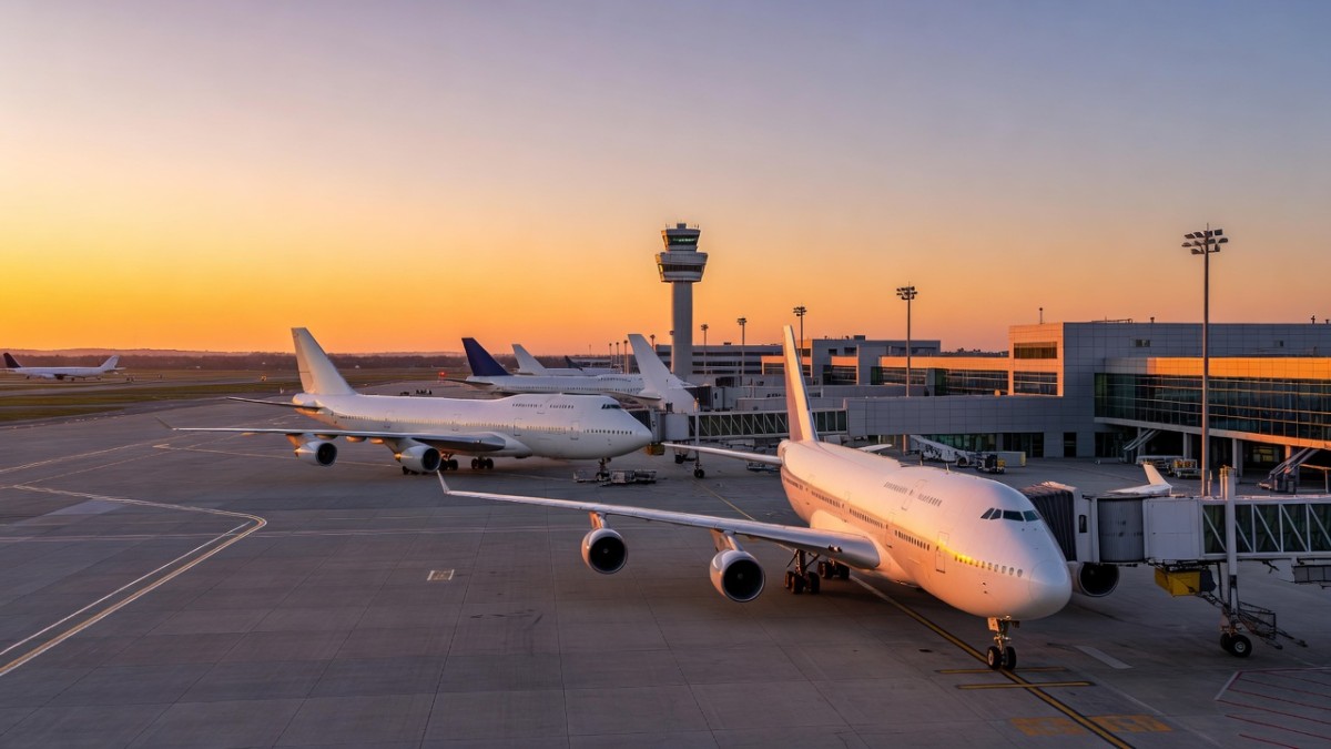 Passenger jets parked at Dubai International Airport, the world's busiest for international travellers, during reduced flight operations