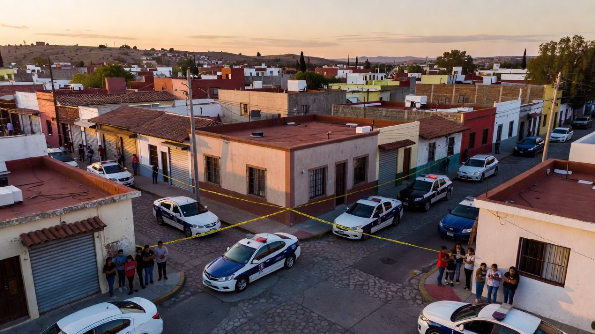 Mexican police and military personnel securing the area after the explosion in Ojocaliente
