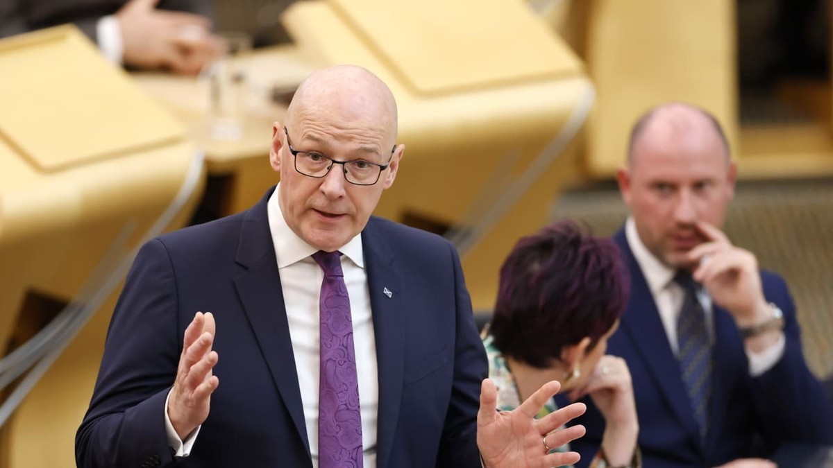 Scottish First Minister John Swinney delivers a statement at the Scottish Parliament in Edinburgh. Photo: Jeff J Mitchell/Getty Images via The Jerusalem Post