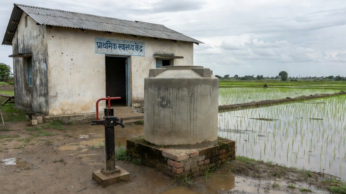 Rural health centre in a flood-affected Indian district