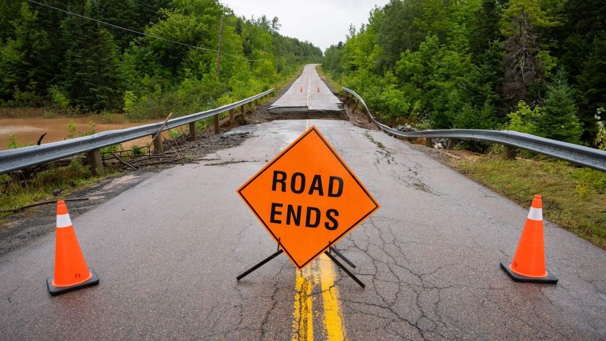 Flooded roads and standing water in Cape Breton, N.S., after heavy rainfall over the weekend.