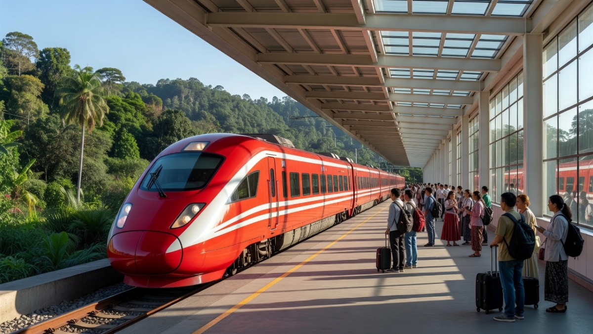 A China-Laos Railway passenger train at Vientiane station