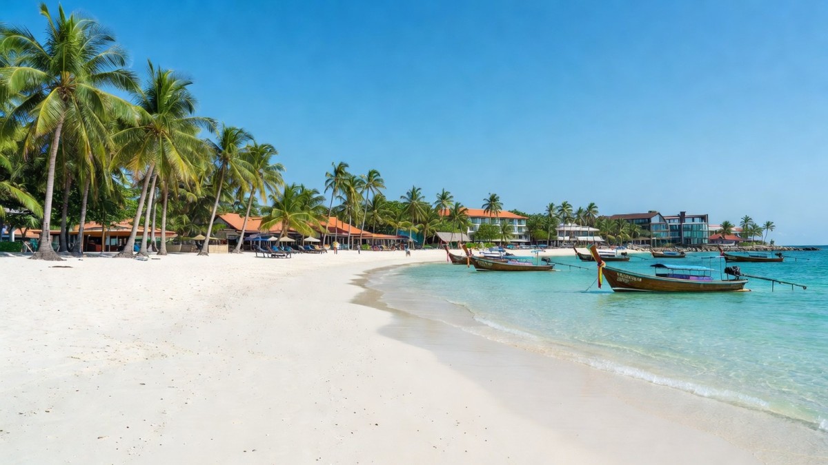 Tourist beach on the island of Koh Samui, Thailand