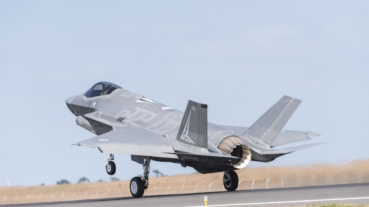 A Royal Australian Air Force F-35A Lightning II on approach. Photo: AFP/Jeremy R Dixon