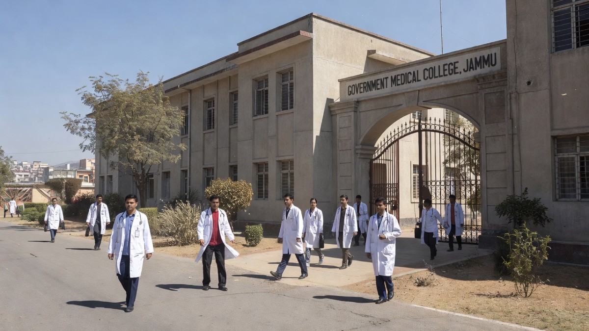 Medical interns in discussion during strike at GMC Jammu