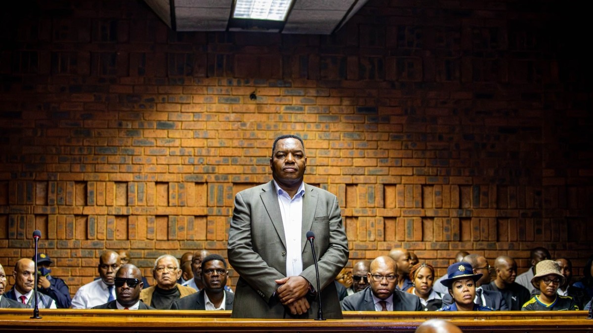 National Police Commissioner General Fannie Masemola appears before the Pretoria Magistrates' Court on 21 April 2026. Photo: Simphiwe Nkosi/EWN