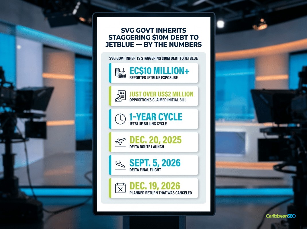 Infographic: the disputed EC$10 million JetBlue revenue guarantee facing St Vincent and the Grenadines