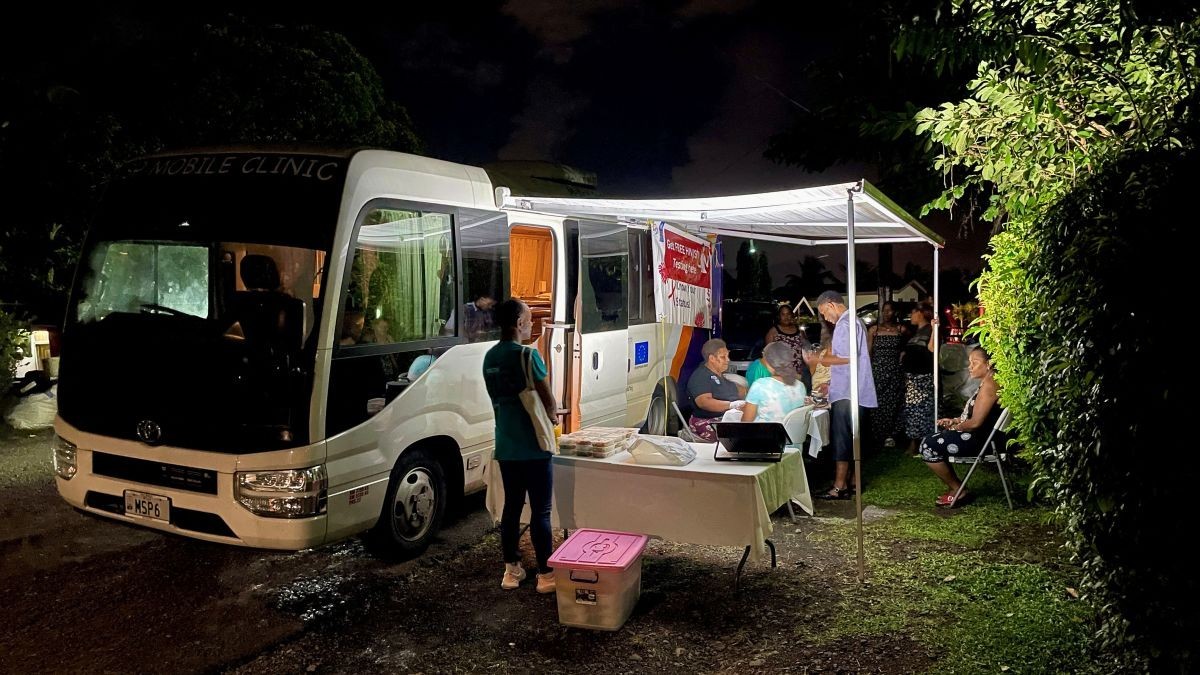 A mobile HIV testing clinic operating during an evening outreach visit in a suburb of Suva, Fiji. Photo: AFP/Getty Images