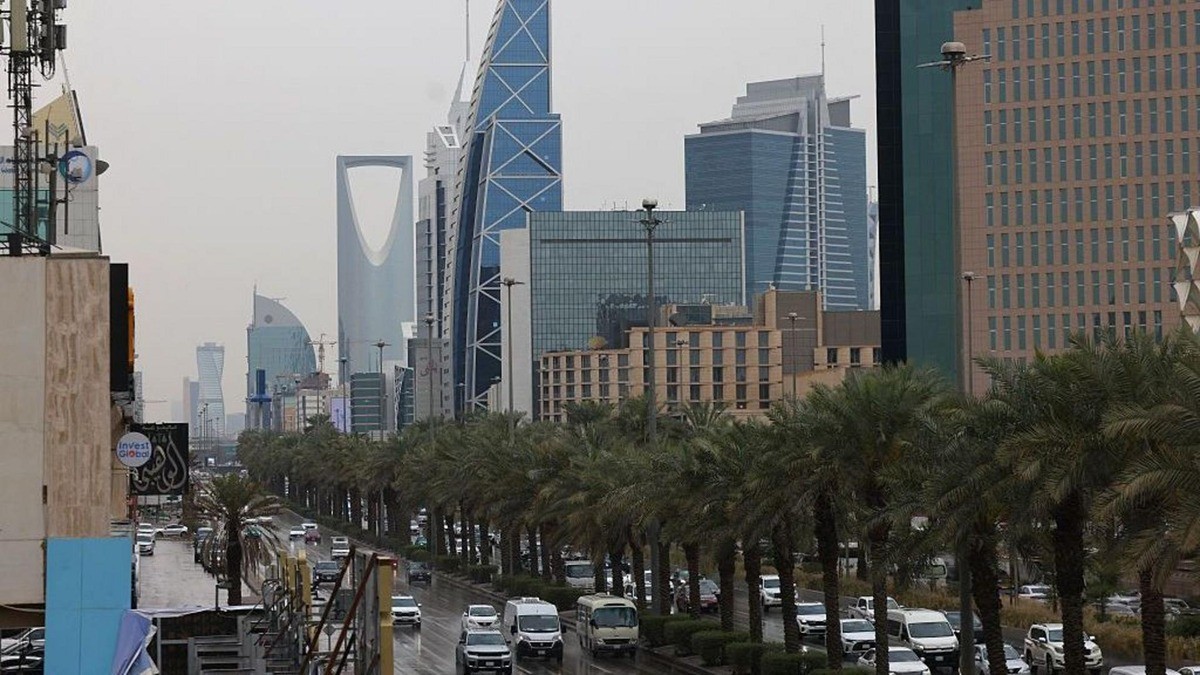 Traffic moves along a palm-lined road in Riyadh, Saudi Arabia, in a file photograph dated 3 March 2026.