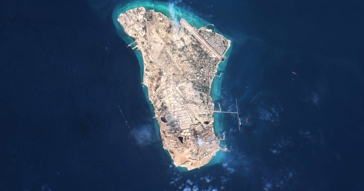 Kharg Island oil terminal in the Persian Gulf, a key Iranian export hub