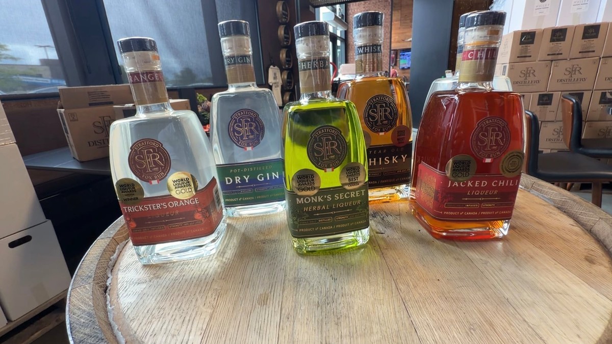 Bottles of liquor produced by Ottawa's SFR Distillery in July 2026. Photo: Tyler Fleming/CTV News Ottawa