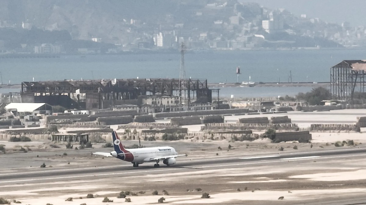 A passenger aircraft on the runway at Aden International Airport in Yemen. File photo: AFP via Al Jazeera