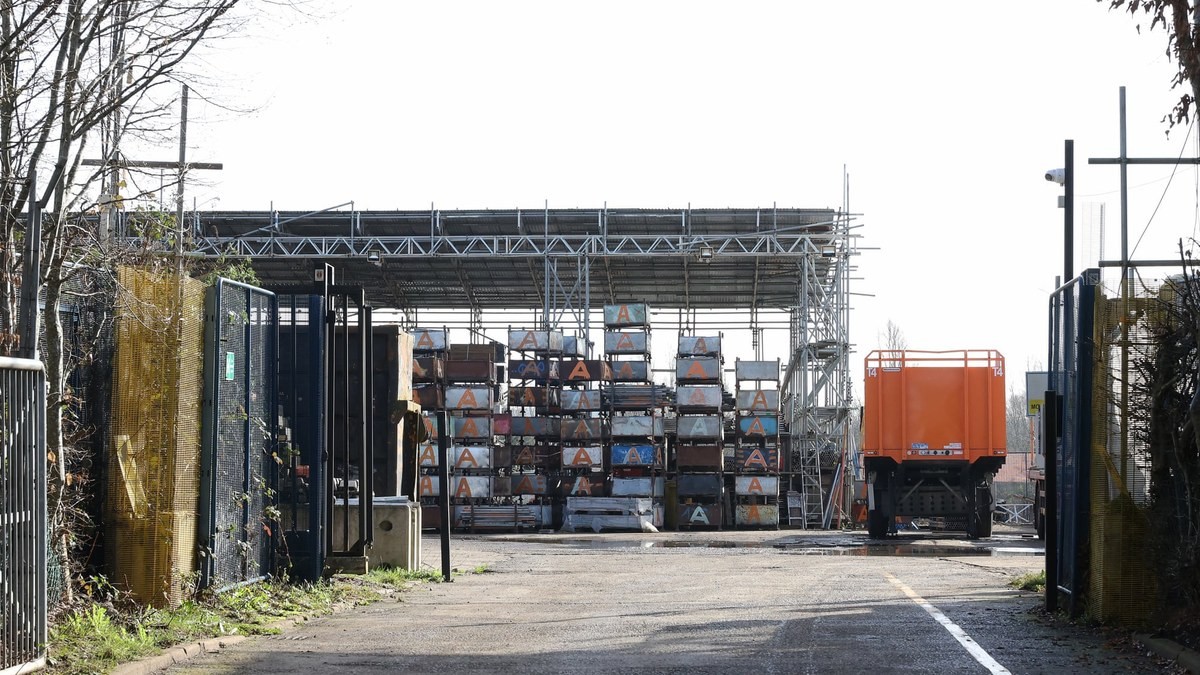 The Loughton site in March 2026, when it was still operating as a scaffolding yard. Photo: Martin Godwin/The Guardian