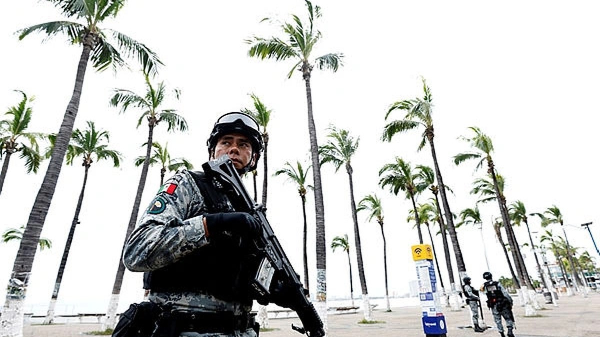 Members of Mexico's National Guard patrol along the Puerto Vallarta boardwalk ahead of Hurricane Simon, in Jalisco state, Mexico, on October 11, 2026. Photo: Ulises Ruiz/AFP
