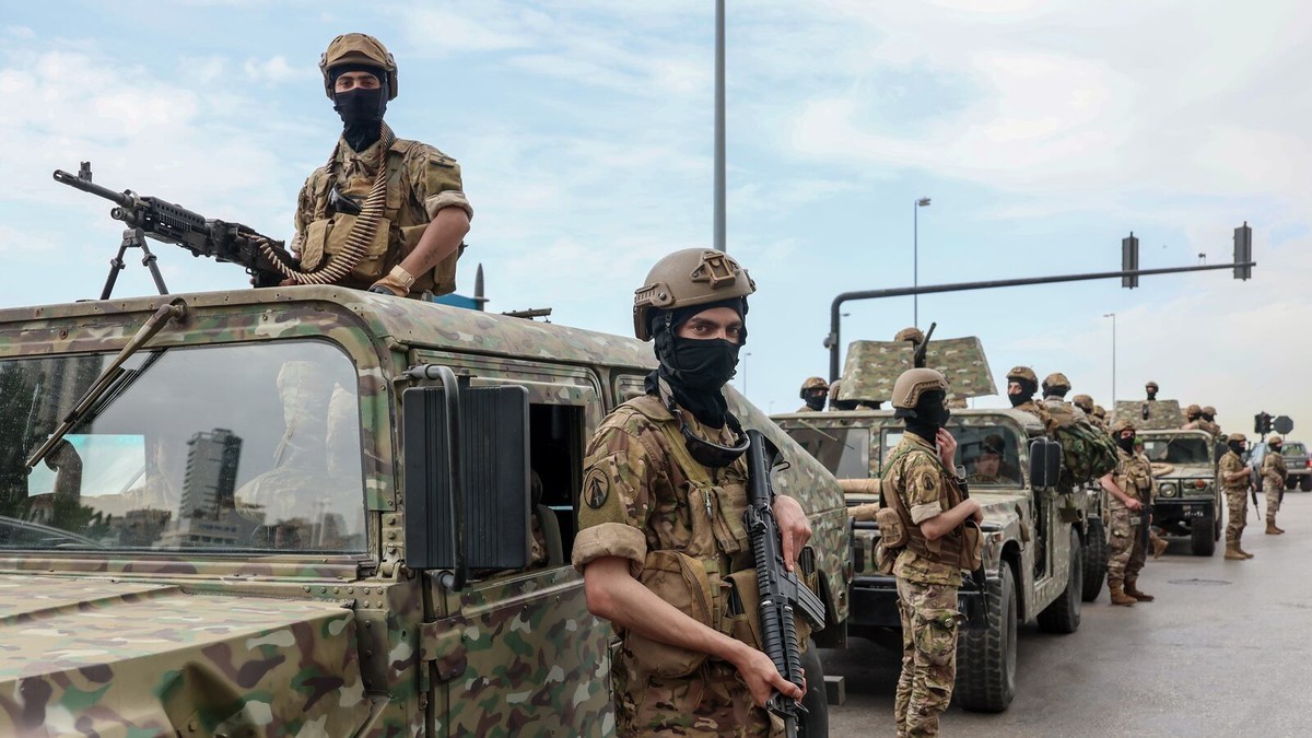 Lebanese army soldiers at a checkpoint in Beirut, where patrols were stepped up. Photo: EPA via The National