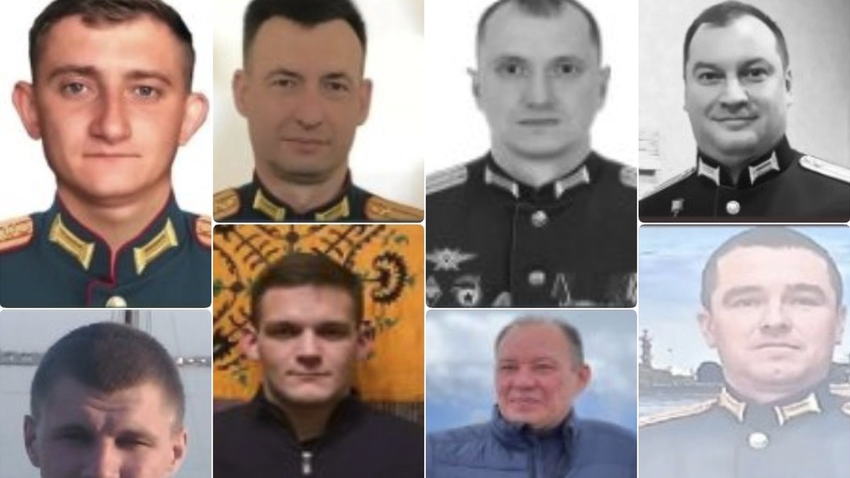 Portraits of some of the Russian officers identified by Mediazona as killed in the 26 August 2026 missile strike on occupied Donetsk. Photo: Mediazona